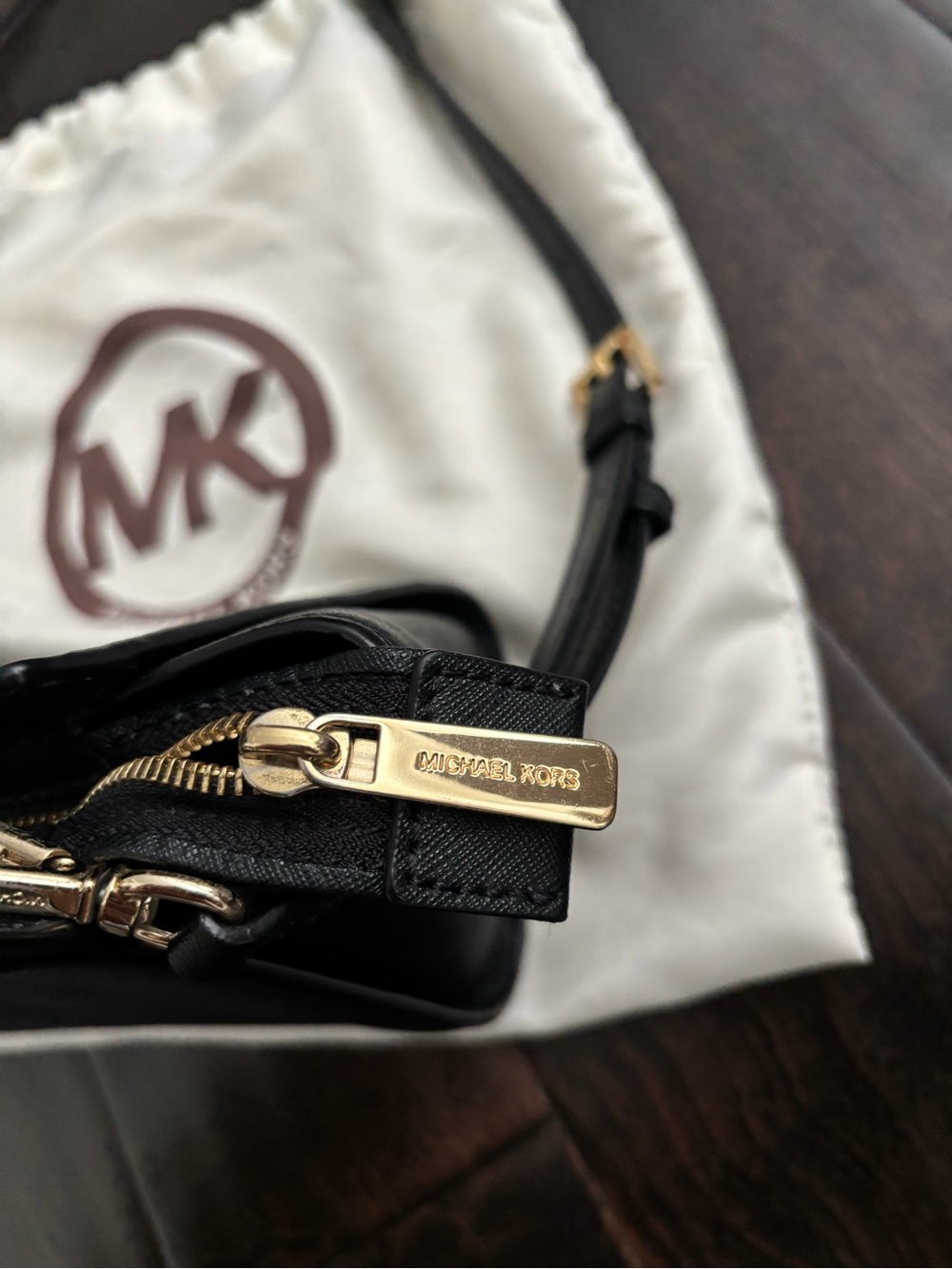 Michael Kors Black Saffiano Crossbody with Gold Hardware - Picture 11 of 16